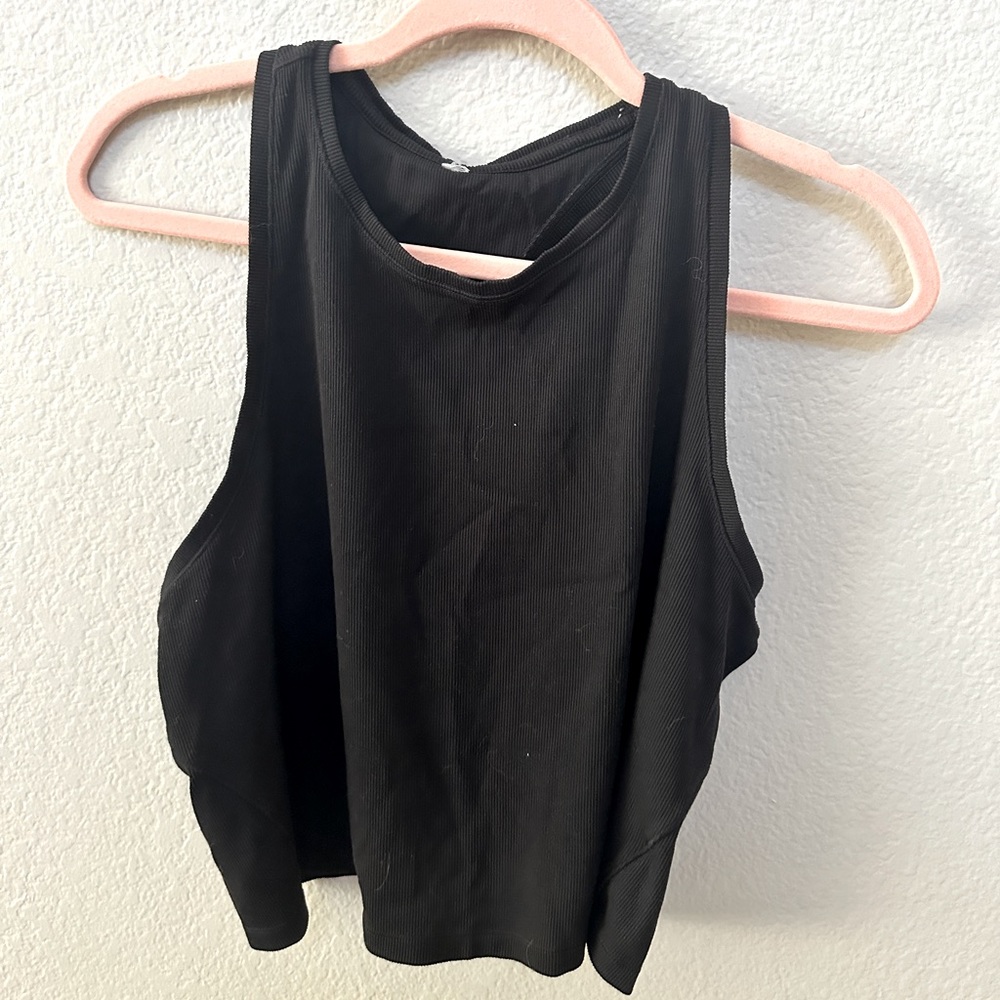 Black athleta high neck tank top size large